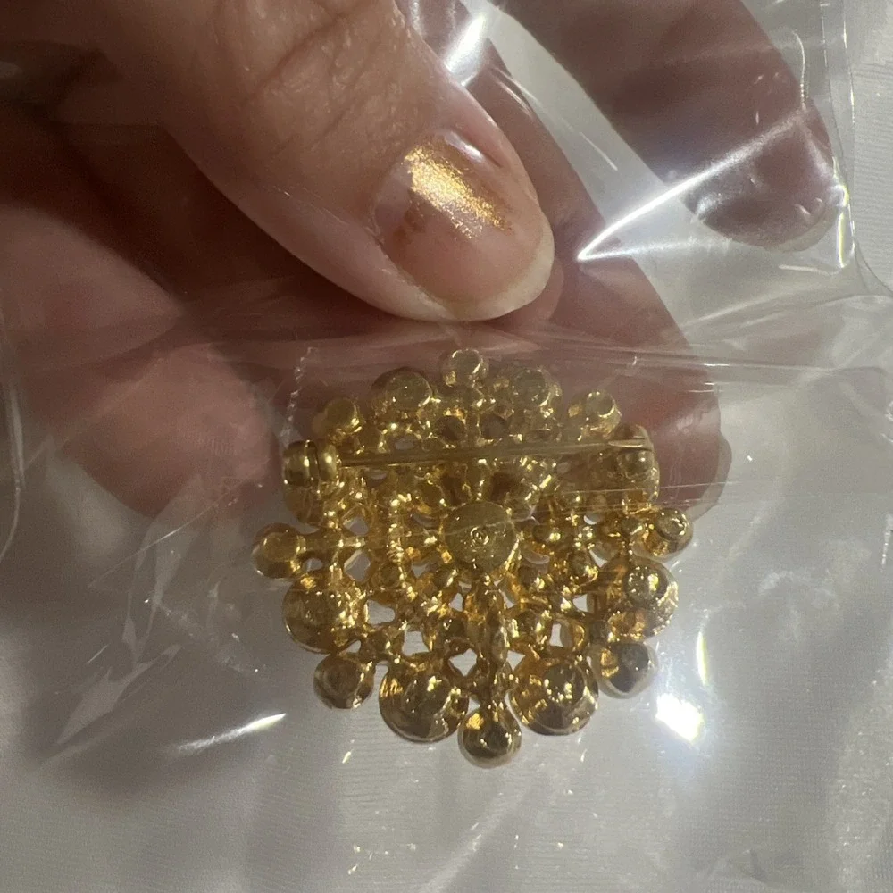 Vintage Faux Pearl Cluster Rhinestone Circle Pin Brooch‎ Pendant